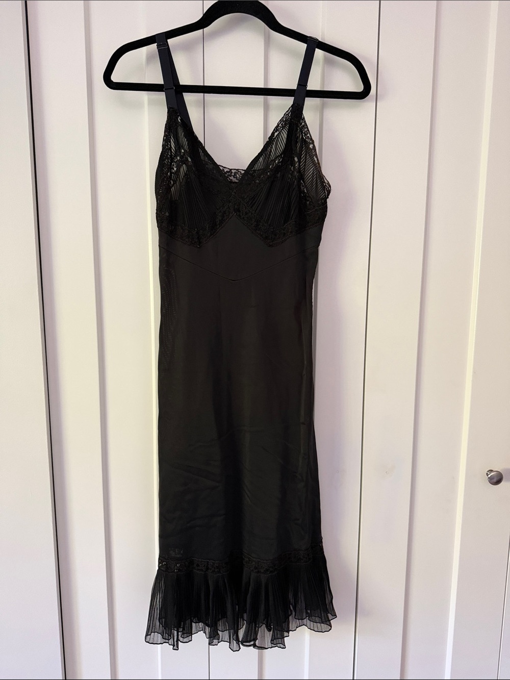 Vintage Black Lace-Trim Slip Dress mermaid edge - Women's Intimates